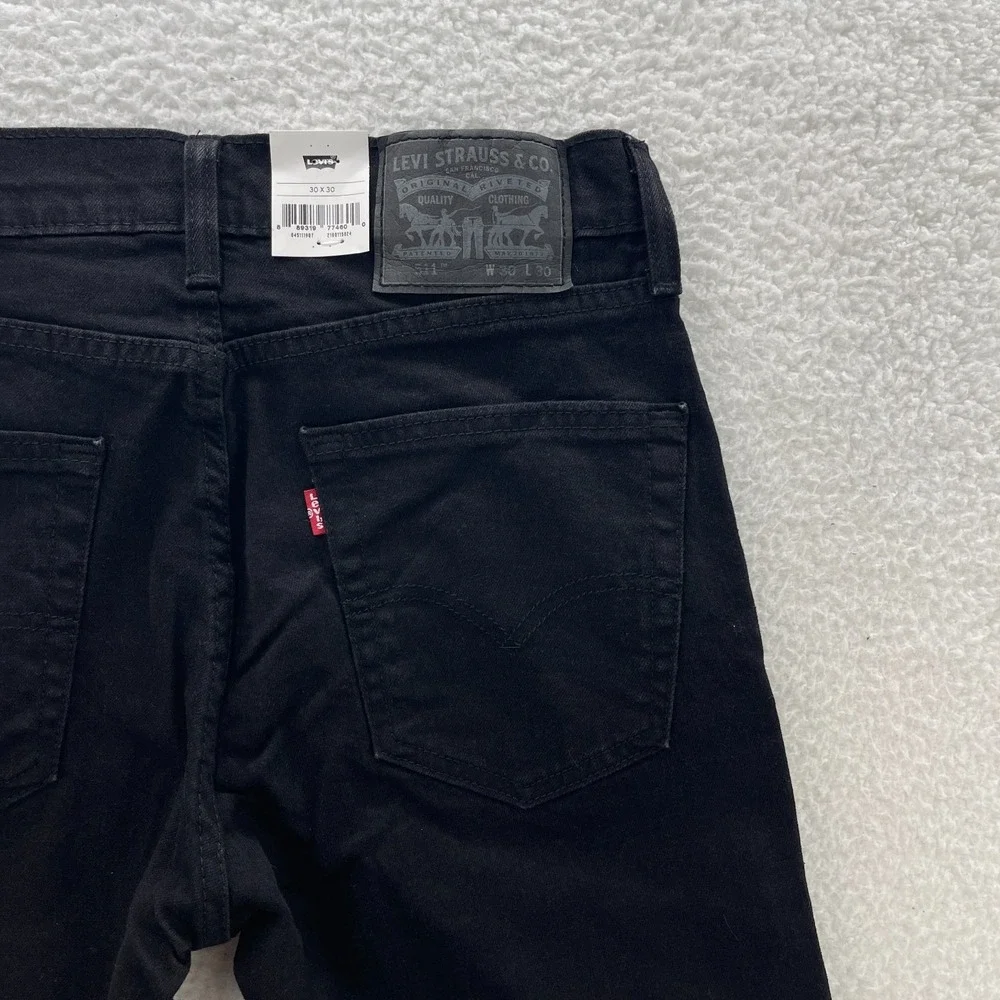 Levis Jeans Mens 30x30 Black 511 Slim Fit Dark Wash Stretch Denim Grunge Punk